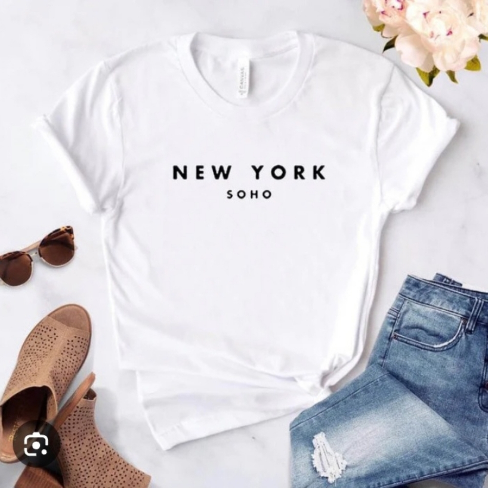 NEW YORK SOHO Women White Short Sleeve Shirt
